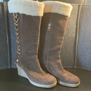 UGG AUSTRALIA 5450  LEATHER & GENUINE SHEEPSKIN WEDGE HEEL BOOTS SZ 8